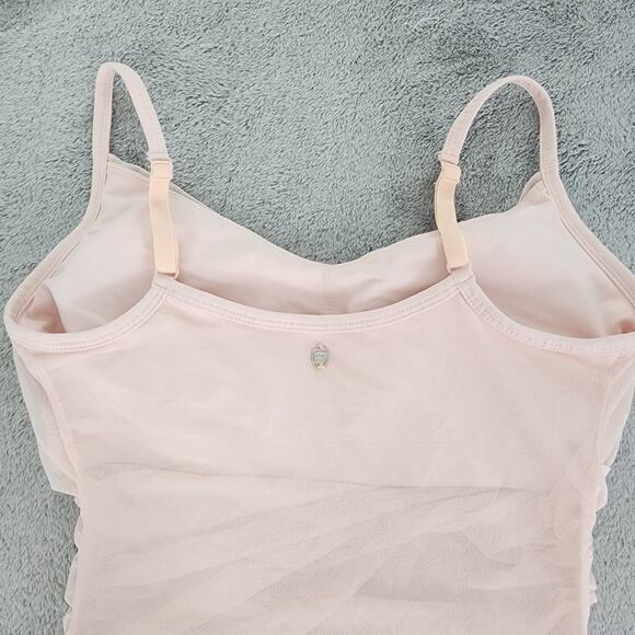 Fabletics Top Womens S Pink Ren Midi Bra Camisole Mesh Overlay Sports Workout - Picture 3 of 8